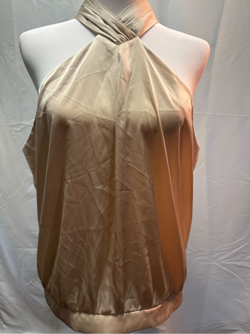 Express Champagne Halter Satin Bodysuit